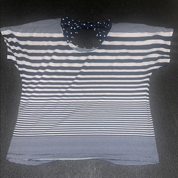 Maurices Navy and White Striped Top with Polka Dot Detail - Picture 6 of 7
